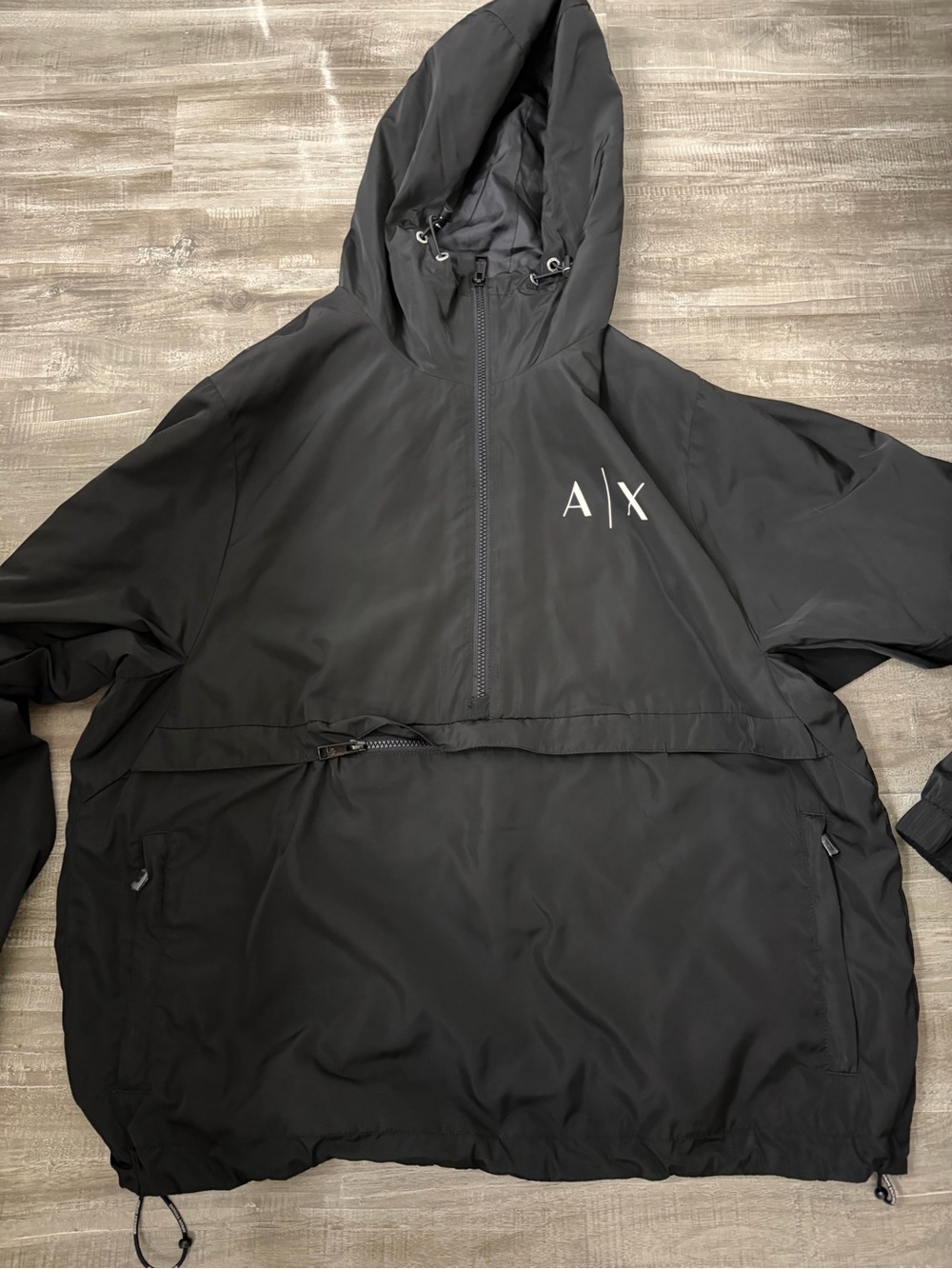 A/X Armani Exchange Black Hooded Pullover Windbreaker